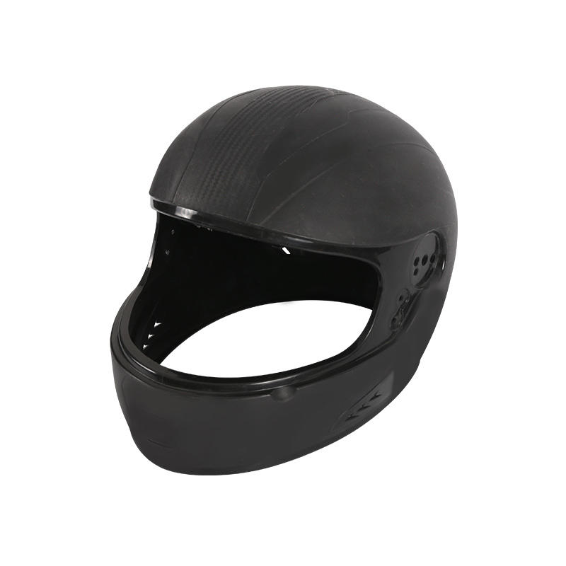 Motorcycle integrated helmet with wind shield mould
