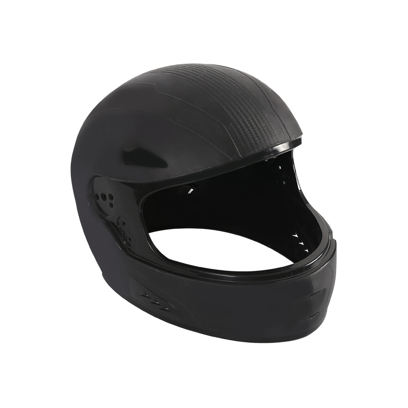 Motorcycle integrated helmet with wind shield mould